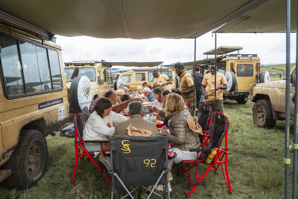 Clients inside Ngorongoro Crater having Lunch