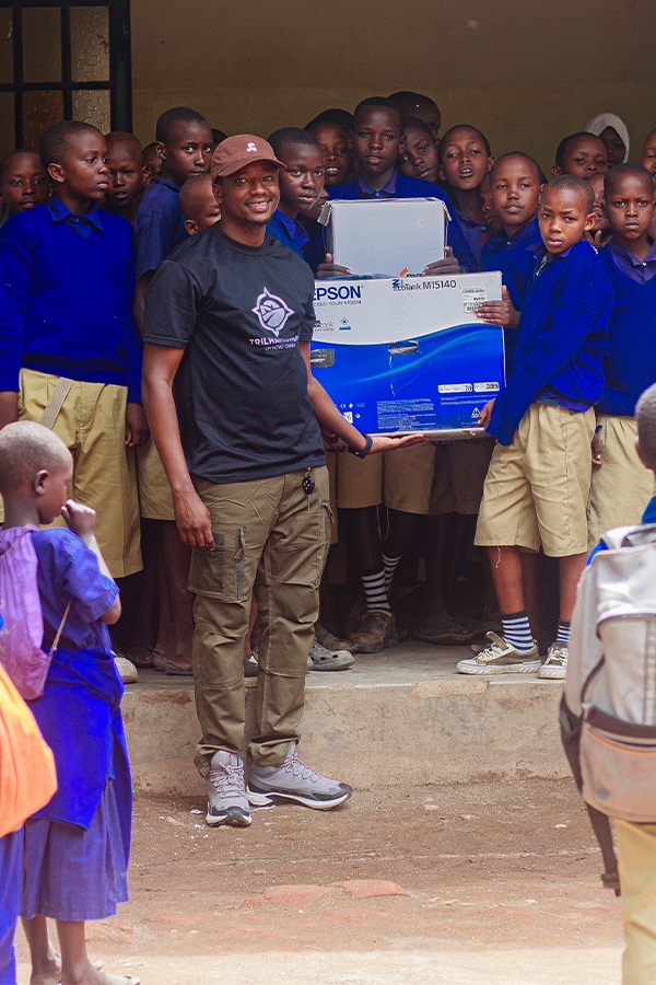 “Children at Baraka Primary School during Rafiki Tembo community visit in Tanzania